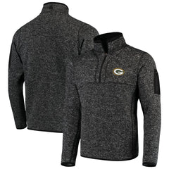 Green Bay Packers Antigua Fortune Quarter-Zip Pullover Jacket - Heather Black cheap
