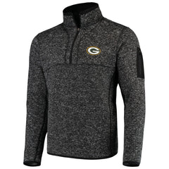 Green Bay Packers Antigua Fortune Quarter-Zip Pullover Jacket - Heather Black cheap