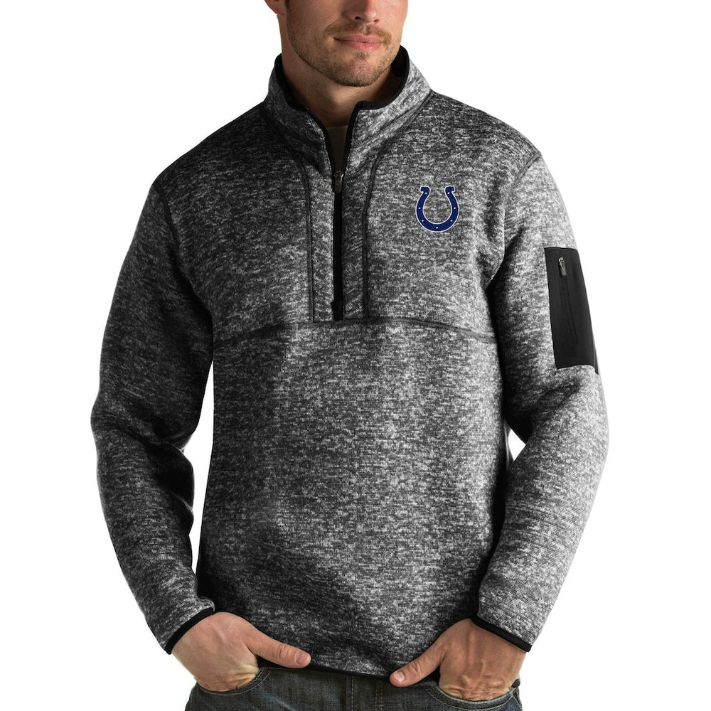 Indianapolis Colts Antigua Fortune Quarter-Zip Pullover Jacket - Heather Black on sale