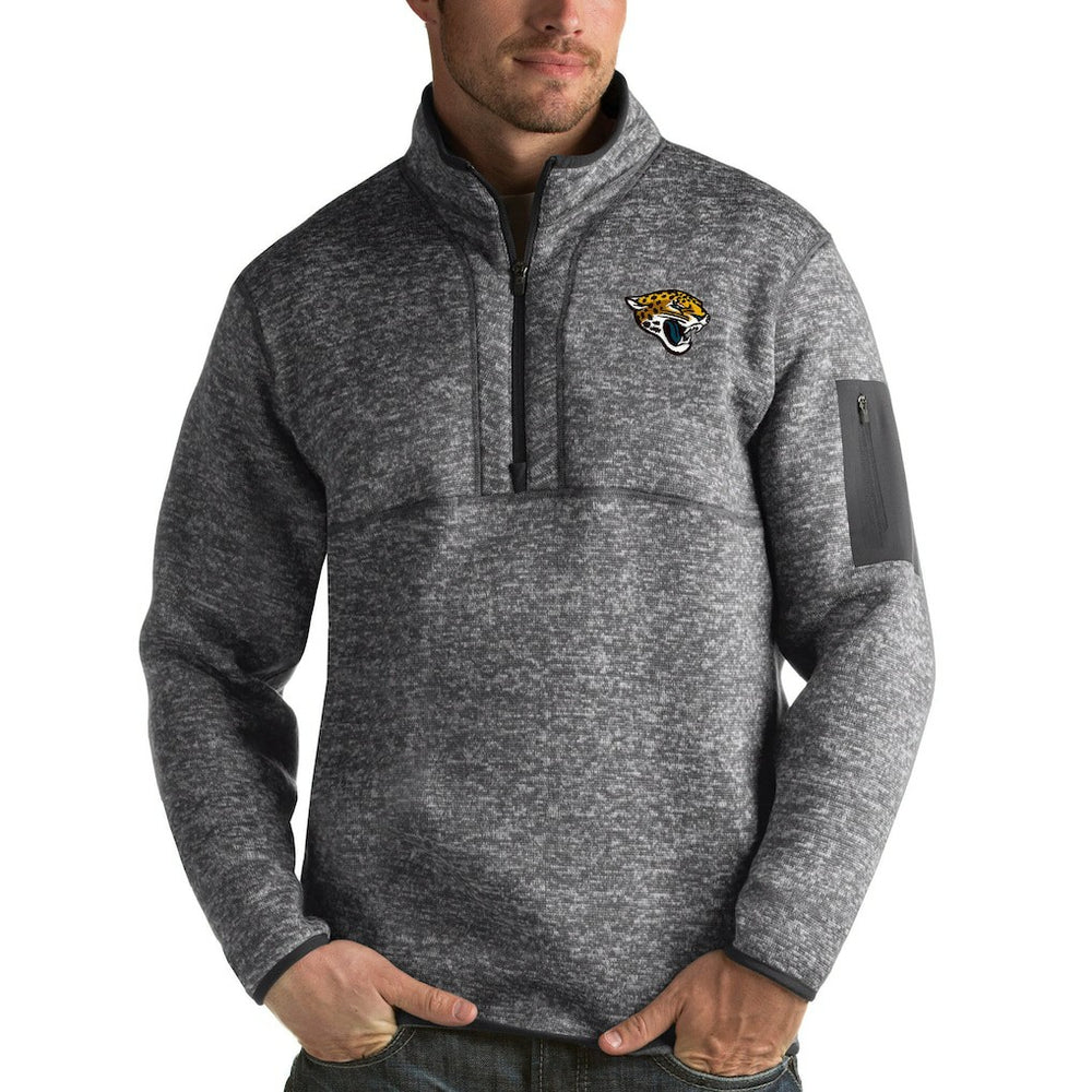 Jacksonville Jaguars Antigua Fortune Quarter-Zip Pullover Jacket - Charcoal for sale