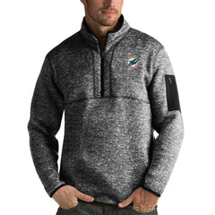 Miami Dolphins Antigua Fortune Quarter-Zip Pullover Jacket - Heather Black cheap