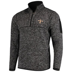 New Orleans Saints Antigua Fortune Quarter-Zip Pullover Jacket - Heather Black outlet