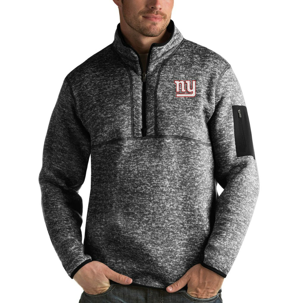 New York Giants Antigua Fortune Quarter-Zip Pullover Jacket - Heather Black sale