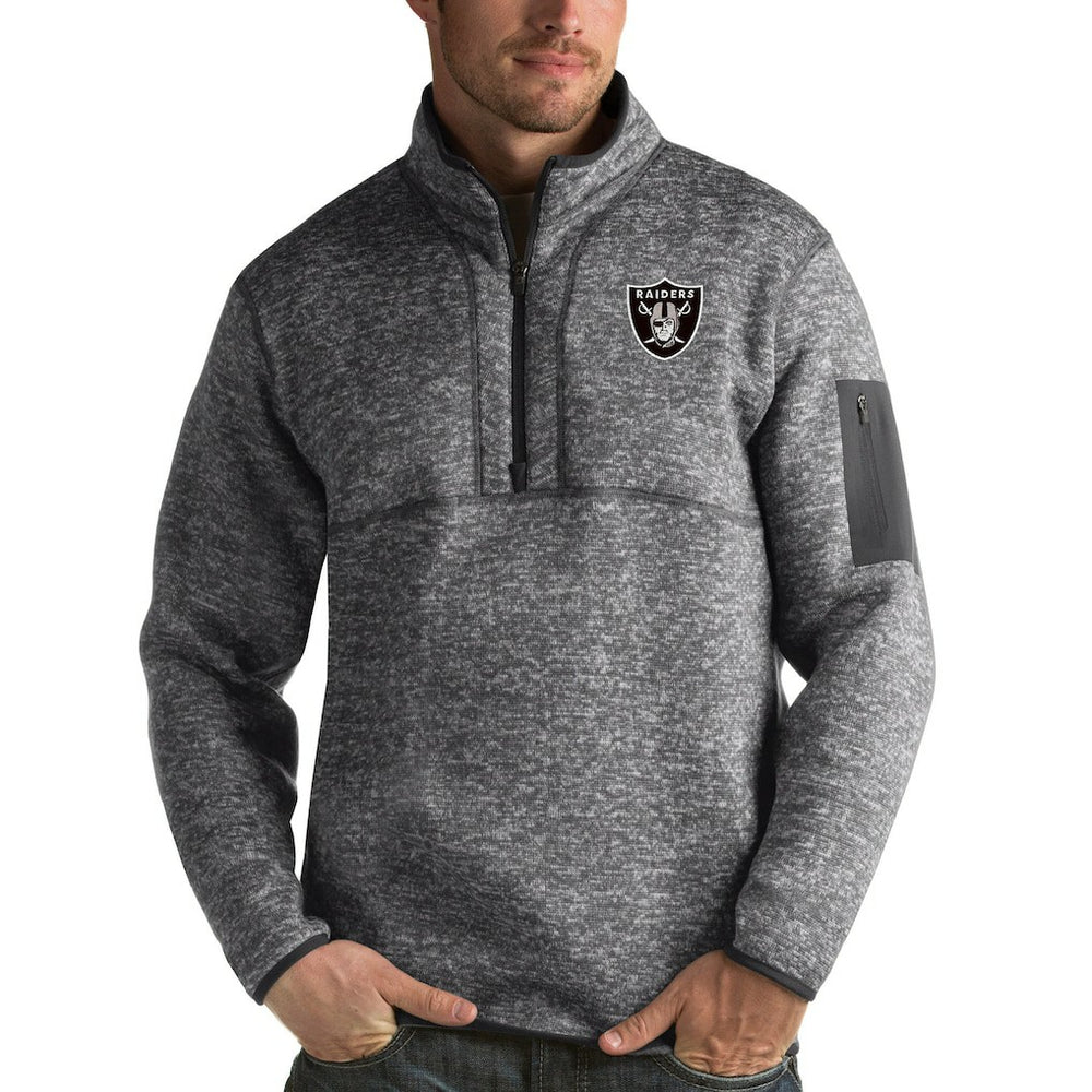 Las Vegas Raiders Antigua Fortune Quarter-Zip Pullover Jacket - Charcoal discount