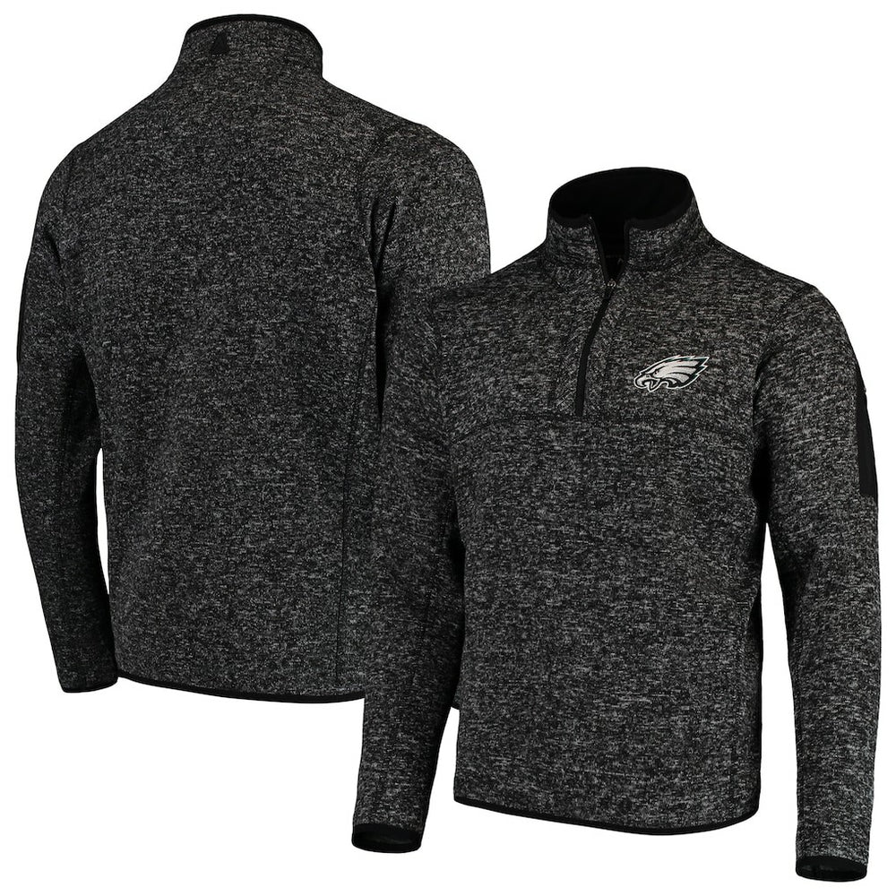 Philadelphia Eagles Antigua Fortune Quarter-Zip Pullover Jacket - Heather Black online