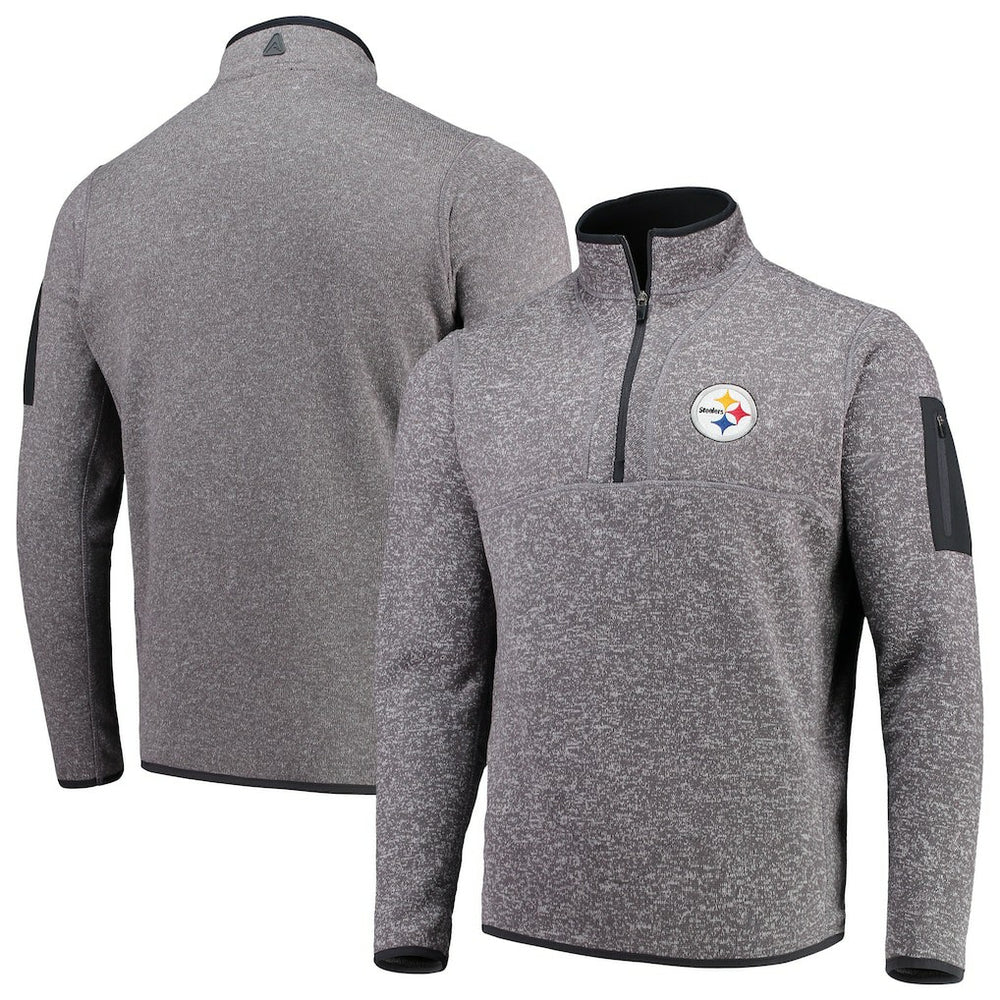 Pittsburgh Steelers Antigua Fortune Quarter-Zip Pullover Jacket - Charcoal for sale