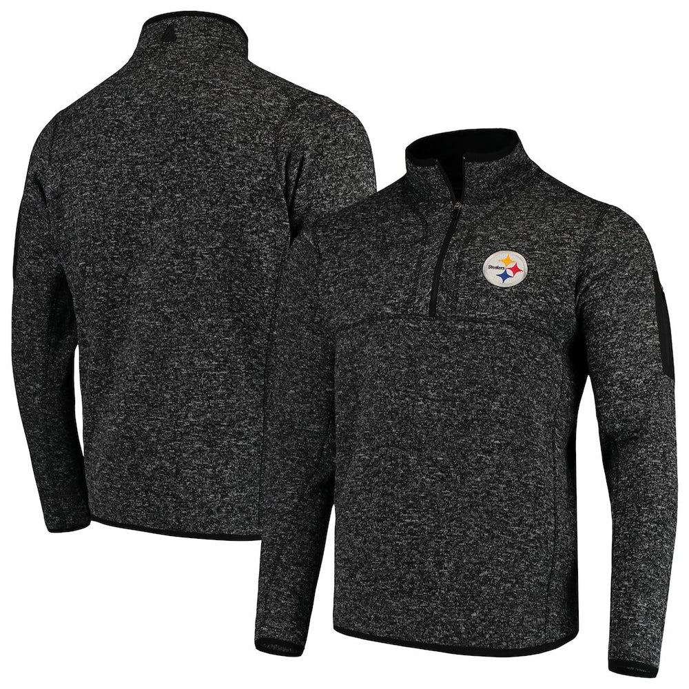 Pittsburgh Steelers Antigua Fortune Quarter-Zip Pullover Jacket - Heather Black discount