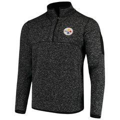 Pittsburgh Steelers Antigua Fortune Quarter-Zip Pullover Jacket - Heather Black discount