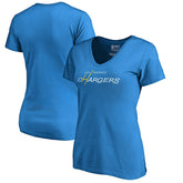 Los Angeles Chargers Women's Multi Color Vintage Logo V-Neck T-Shirt - Powder Blue for sale