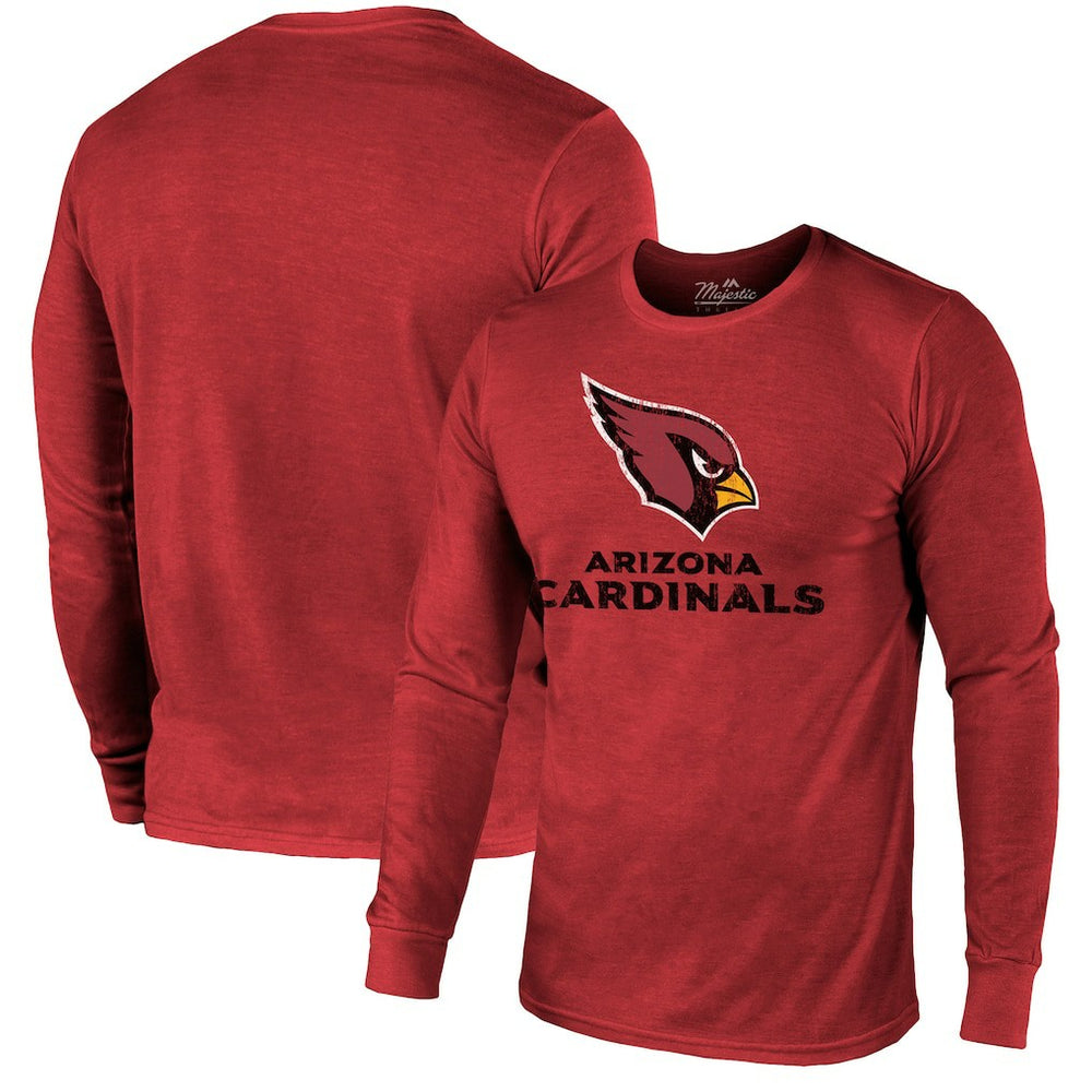 Arizona Cardinals Majestic Threads Lockup Tri-Blend Long Sleeve T-Shirt - Cardinal cheap