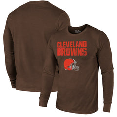 Cleveland Browns Majestic Threads Lockup Tri-Blend Long Sleeve T-Shirt - Brown discount