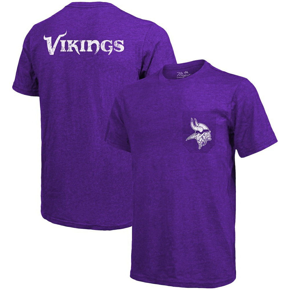Minnesota Vikings Majestic Threads Tri-Blend Pocket T-Shirt - Heathered Purple on sale