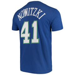 Dirk Nowitzki Dallas Mavericks Hardwood Classics Team Name & Number T-Shirt sale - Blue | Mitchell & Ness for sale