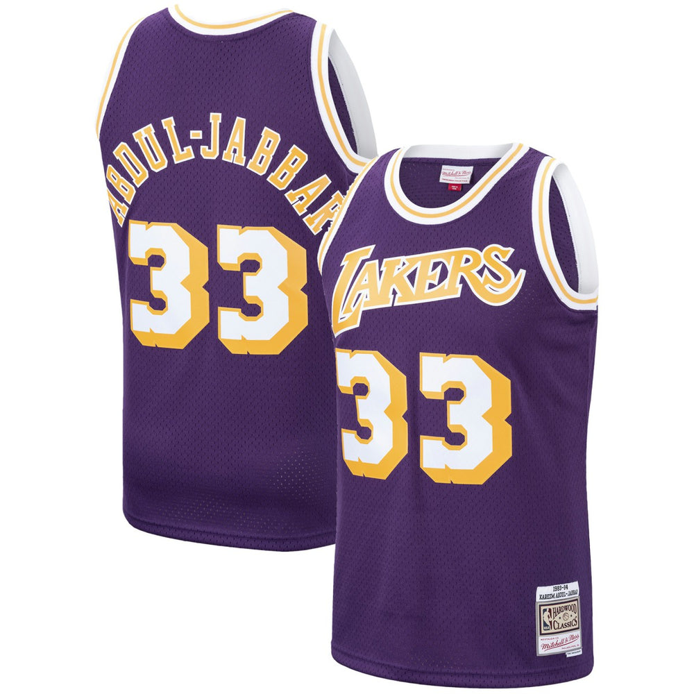 Kareem Abdul-Jabbar Los Angeles Lakers Hardwood Classics Swingman Jersey - Purple | Mitchell & Ness online