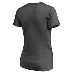 Detroit Tigers Women's Pink Wordmark V-Neck T-Shirt - Heathered Gray