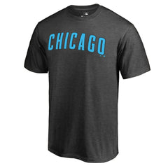 Chicago Cubs Blue Wordmark T-Shirt - Heathered Charcoal