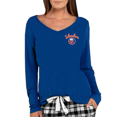 New York Islanders Concepts Sport Women's Marathon Knit Long Sleeve V-Neck Top Royal
