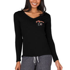 Philadelphia Flyers Concepts Sport Women's Marathon Knit Long Sleeve V-Neck Top Black