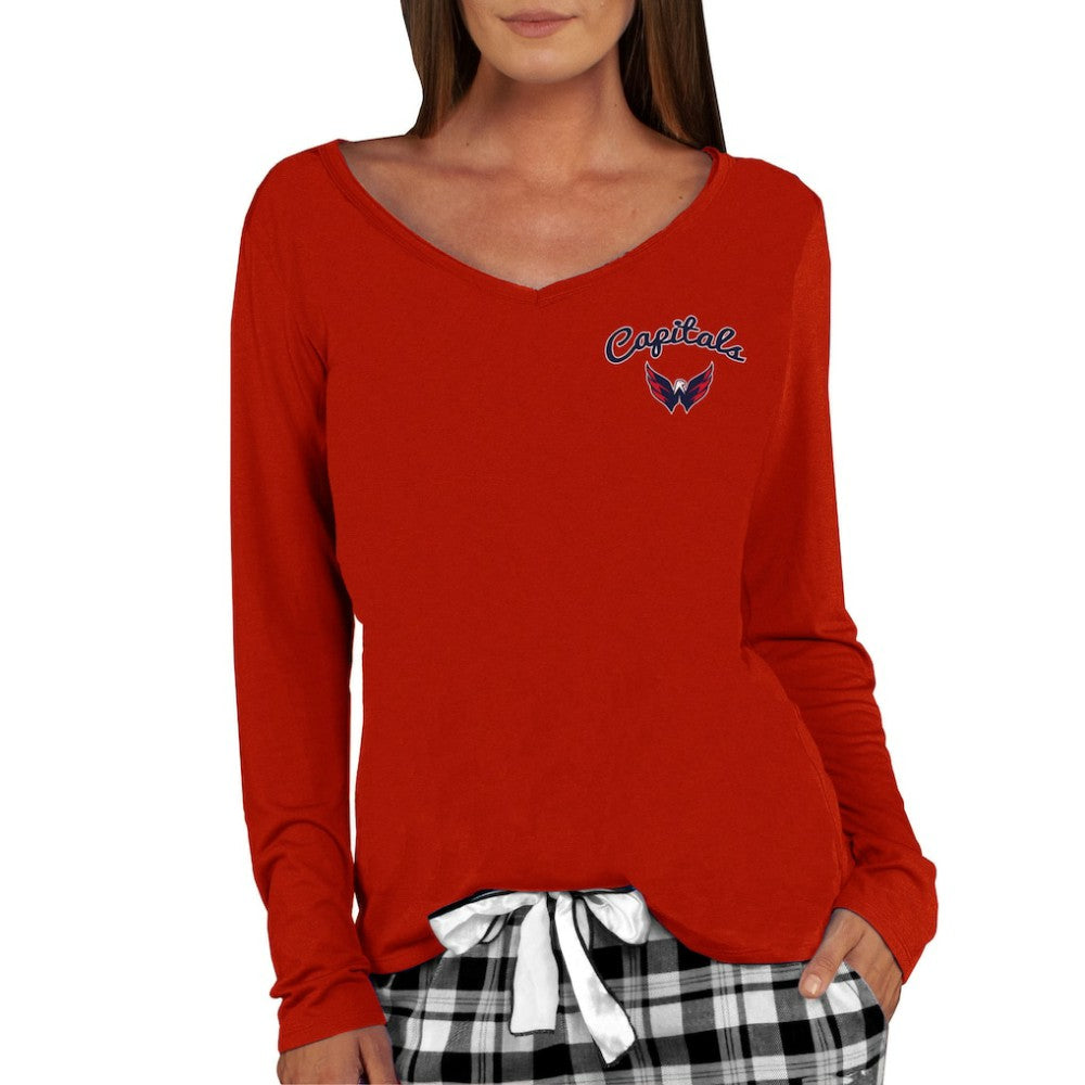 Washington Capitals Concepts Sport Women's Marathon Knit Long Sleeve V-Neck Top Red