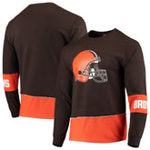 Cleveland Browns Refried Apparel Sustainable Upcycled Angle Long Sleeve T-Shirt - Brown/Orange outlet