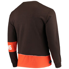 Cleveland Browns Refried Apparel Sustainable Upcycled Angle Long Sleeve T-Shirt - Brown/Orange outlet