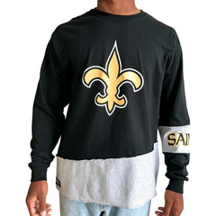 New Orleans Saints Refried Apparel Sustainable Upcycled Angle Long Sleeve T-Shirt - Black/Gray online