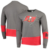 Tampa Bay Buccaneers Refried Apparel Sustainable Upcycled Angle Long Sleeve T-Shirt - Pewter/Red outlet