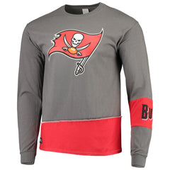 Tampa Bay Buccaneers Refried Apparel Sustainable Upcycled Angle Long Sleeve T-Shirt - Pewter/Red outlet