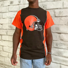 Cleveland Browns Refried Apparel Sustainable Upcycled Split T-Shirt - Brown/Orange outlet
