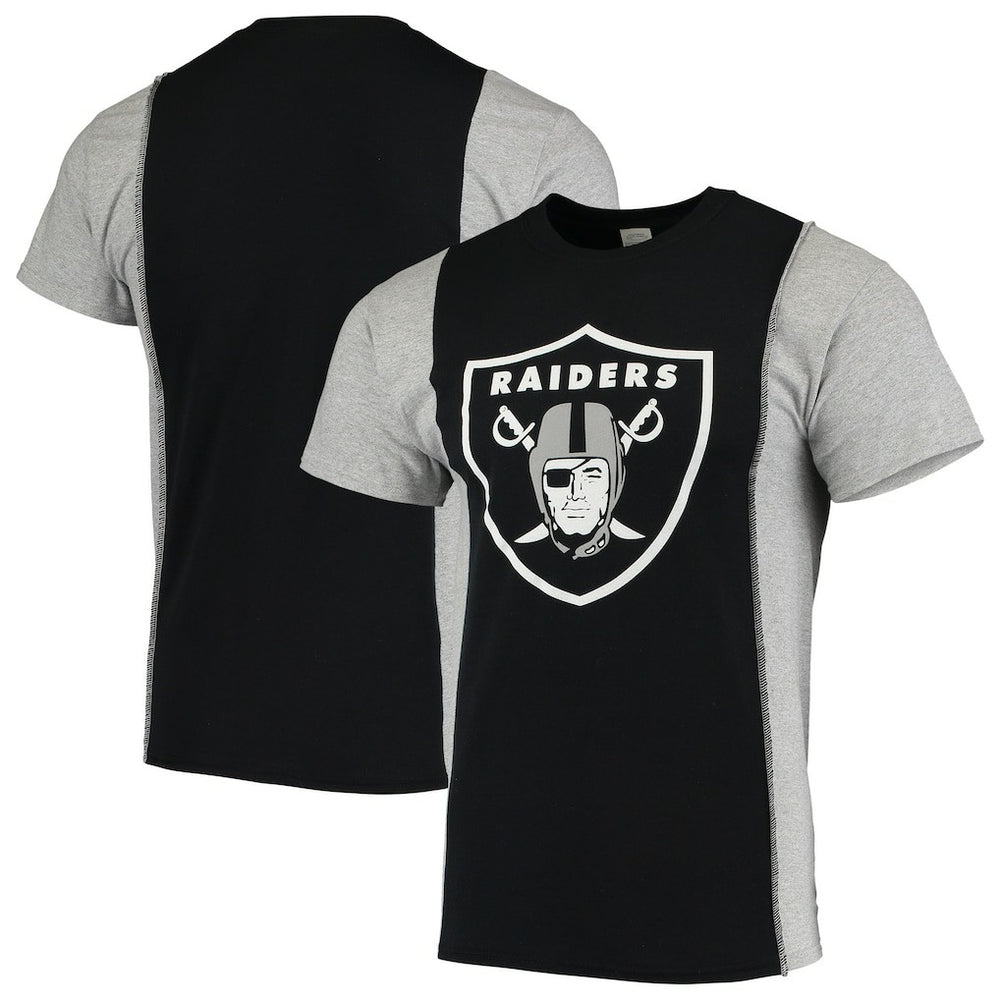 Las Vegas Raiders Refried Apparel Sustainable Upcycled Split T-Shirt - Black/Silver cheap
