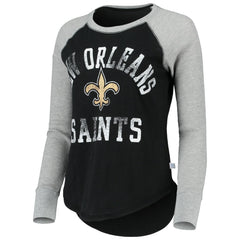 New Orleans Saints Touch Women's Waffle Raglan Lightweight Long Sleeve T-Shirt - Black sale