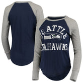 Seattle Seahawks Touch Women's Waffle Raglan Lightweight Long Sleeve T-Shirt - College Navy for sale