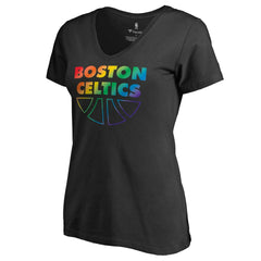 Boston Celtics Women's Team Pride Wordmark V-Neck T-Shirt - Black on sale