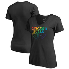 Chicago Bulls Women's Team Pride Wordmark V-Neck T-Shirt sale - Black for sale