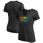 Detroit Pistons Women's Team Pride Wordmark V-Neck T-Shirt sale - Black sale