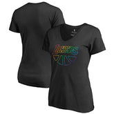 Los Angeles Lakers Women's Team Pride Wordmark V-Neck T-Shirt - Black on sale