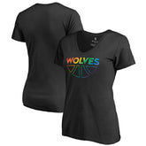 Minnesota Timberwolves Women's Team Pride Wordmark V-Neck T-Shirt - Black for sale