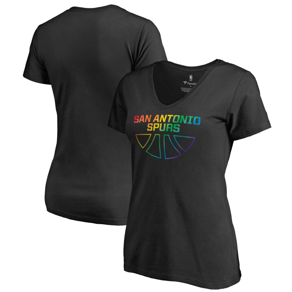 San Antonio Spurs Women's Team Pride Wordmark V-Neck T-Shirt - Black for sale