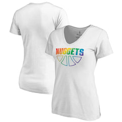 Denver Nuggets Women's Team Pride Wordmark V-Neck T-Shirt sale - White cheap
