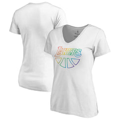 Los Angeles Lakers Women's Team Pride Wordmark V-Neck T-Shirt - White sale