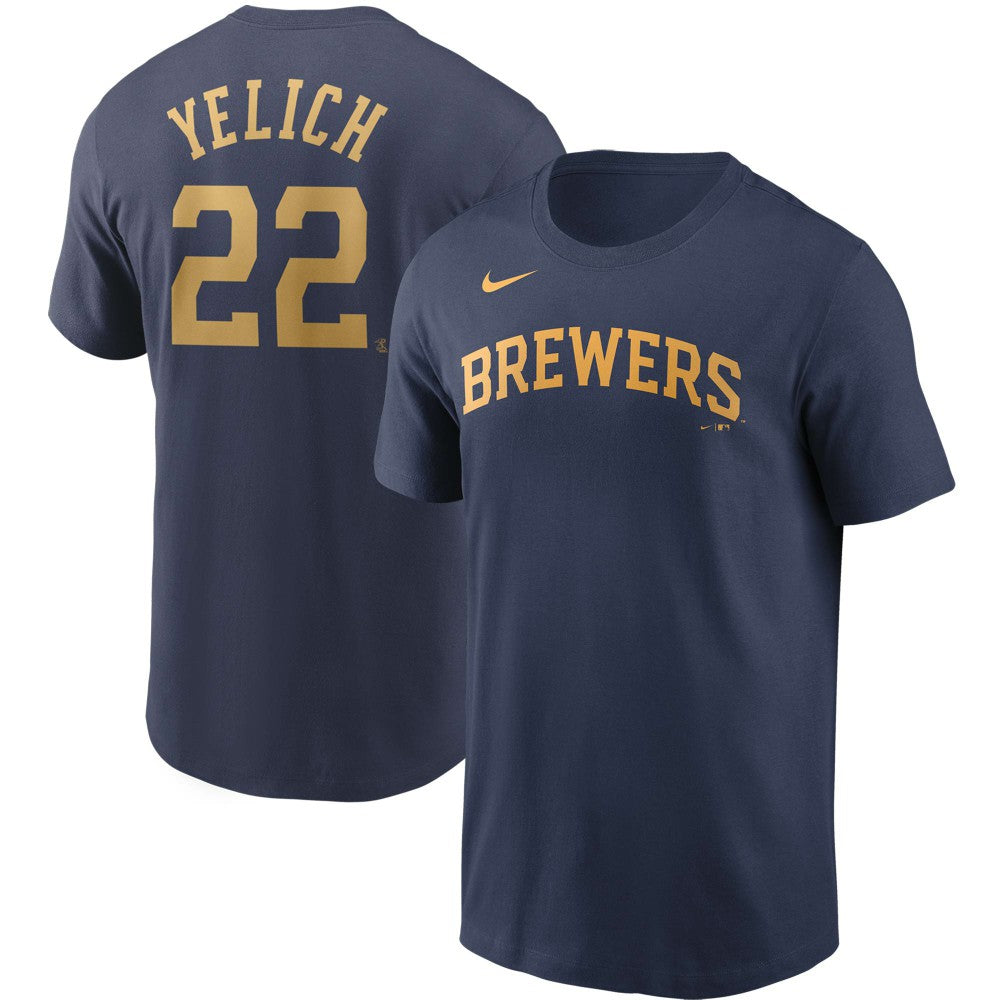 Christian Yelich Milwaukee Brewers Name & Number T-Shirt - Navy | Nike