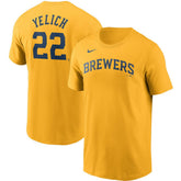 Christian Yelich Milwaukee Brewers Name & Number T-Shirt - Gold | Nike