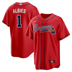 Ozzie Albies Atlanta Braves Alternate 2 Replica Jersey - Red | Nike