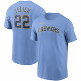 Christian Yelich Milwaukee Brewers Name & Number T-Shirt - Light Blue | Nike