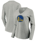 Golden State Warriors Women's Primary Logo Long Sleeve V-Neck T-Shirt sale - Heather Gray on sale