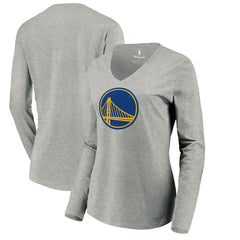 Golden State Warriors Women's Primary Logo Long Sleeve V-Neck T-Shirt sale - Heather Gray on sale