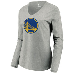 Golden State Warriors Women's Primary Logo Long Sleeve V-Neck T-Shirt sale - Heather Gray on sale