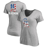 Charlie Blackmon Colorado Rockies Women's Banner Wave Name & Number V-Neck T-Shirt - Heathered Gray