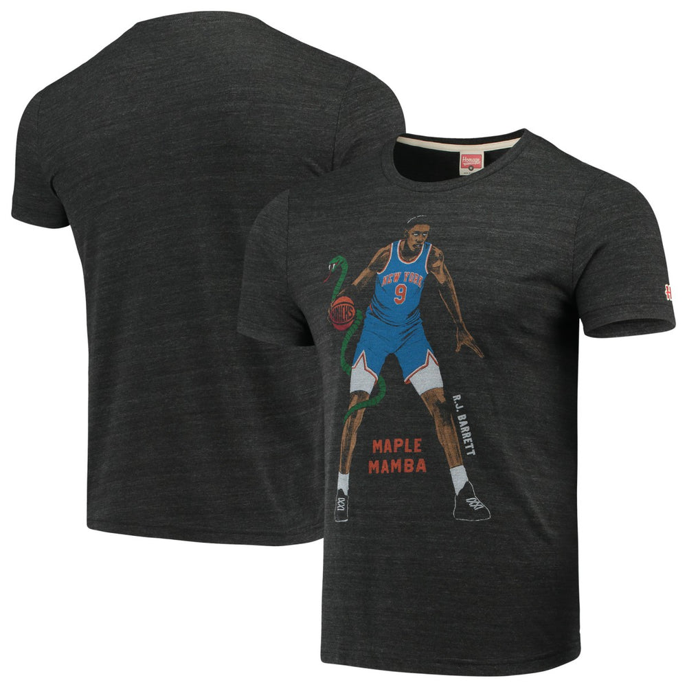 RJ Barrett New York Knicks Player Graphic Tri-Blend T-Shirt - Heathered Charcoal for sale