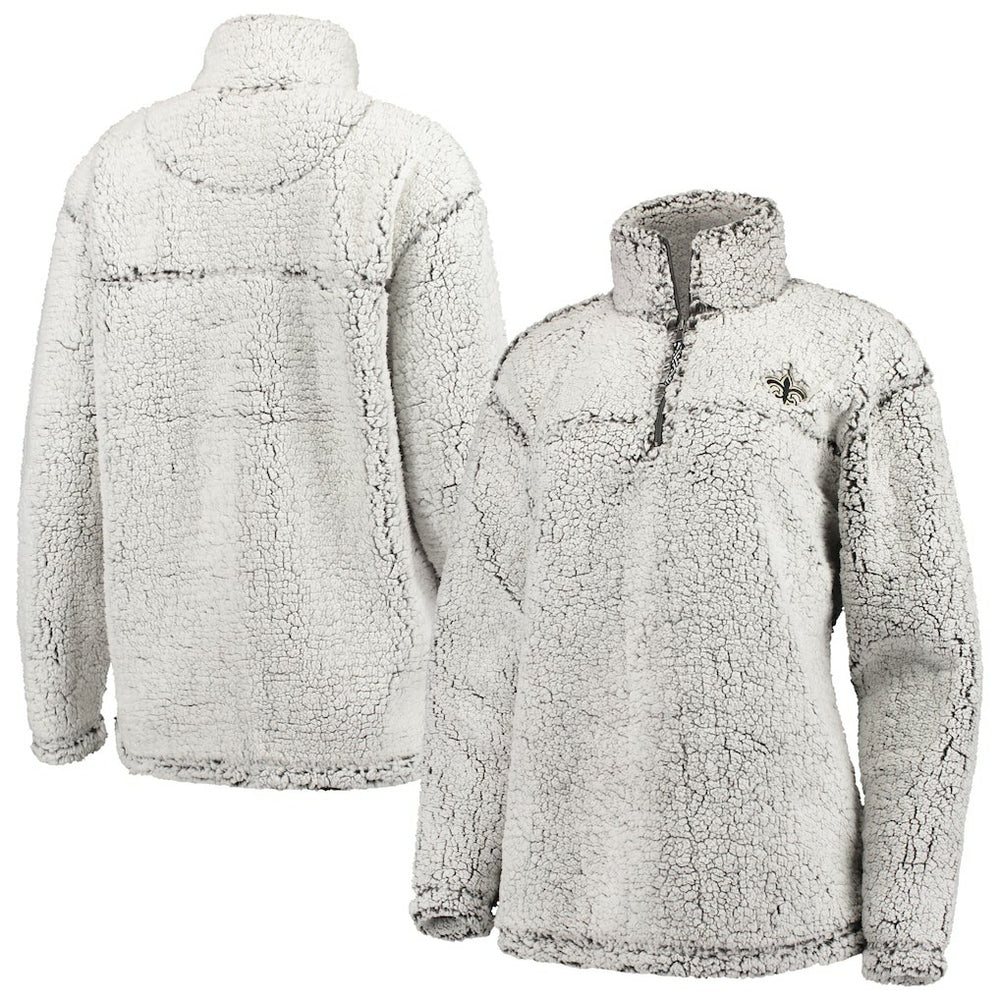 New Orleans Saints G-III 4Her by Carl Banks Women's Sherpa Quarter-Zip Pullover Jacket - Gray on sale